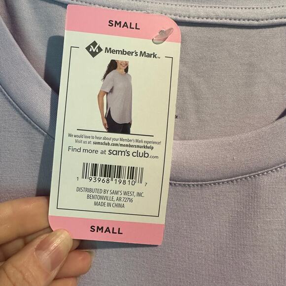 Member's Mark NWT Size Small Ladies fashion hem tee light lavender Super Soft - Picture 6 of 8